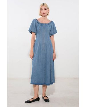 TRUEDAMES Coastal Cutie Tencel Midi Dress - Blue