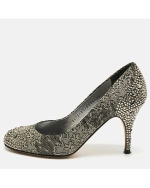Gina Lace Crystals Embellished Pumps - Gray