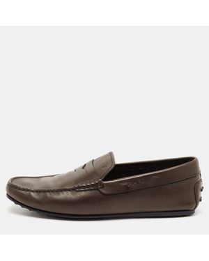 Tod's Leather Gommino Penny Slip On Loafers - Brown