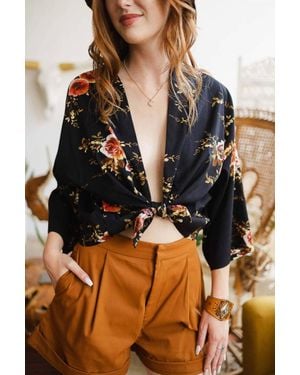 Leto Rose Short Summer Blouse - Blue