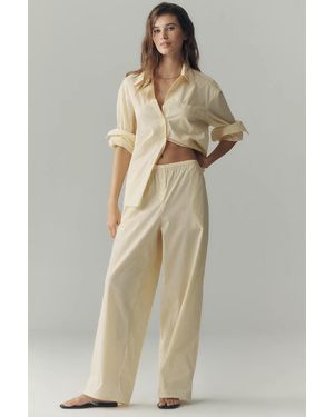 GOOD AMERICAN Poplin Pull-On Pants - Natural