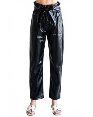 Jodifil Faux Leather Belted Pants - Black