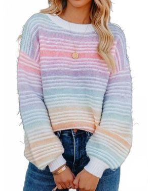 CUPSHE Pastel Pullover Striped Sweater - Gray