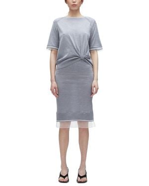 3.1 Phillip Lim Draped Knit Wool Dress - Blue