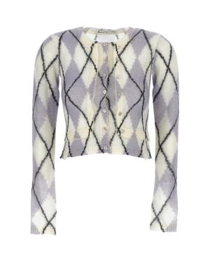 Acne Studios Cropped Argyle Sweater - White