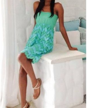 Judith March Crochet Skirt Tube Dress - Green