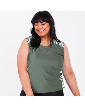 Calypsa Plus Loose Fit Tankini Maya Swim Top - Green