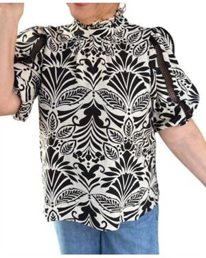 J joy Ruffle Neck Top - Black