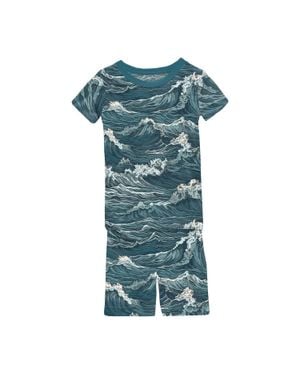 KICKEE Kids' Short Sleeve Pajama Set With Shorts - Blue