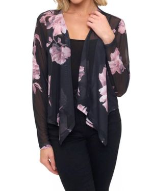 Ariella Floral Mesh Cardigan - Blue