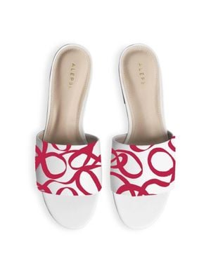 Alepel Ribbon Slide Sandal - White