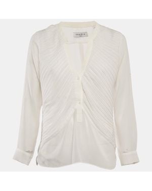 Sandro Chiffon Pleated Blouse - White