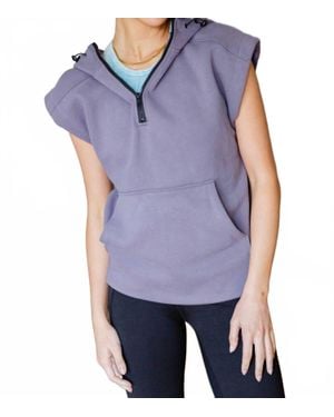 Mono B Up And Ready Cap Sleeve Workout Hoodie - Purple