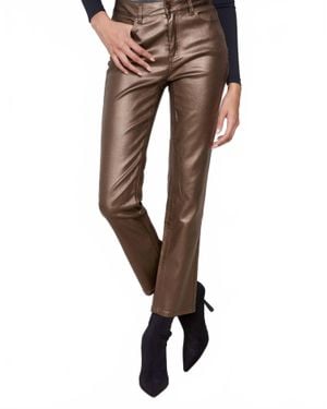 Charlie b Slim Metallic Wax Twill Pants - Brown