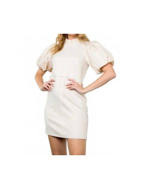 Thml Puff Sleeve Suede Dress - White