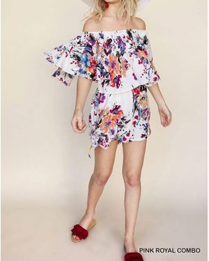 Umgee Floral Off Shoulder Romper - Multicolor