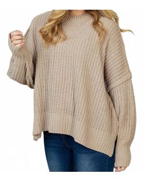 White Birch Long Sleeve Solid Knit Sweater - Natural