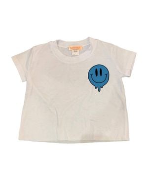 Tweenstyle Girl's Small Drippy Smile Print On Jersey Short Sleeve Tee - White
