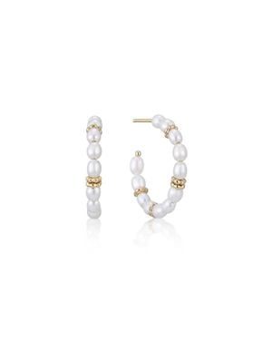Eklexic Pearl Beaded Huggie Hoops - White
