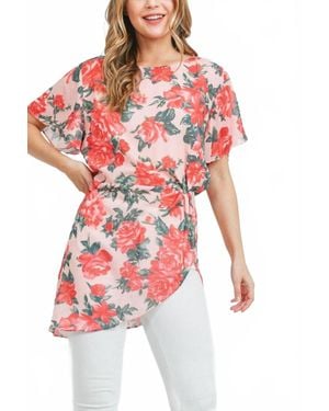 Mittoshop Short Sleeve Floral Top - Red