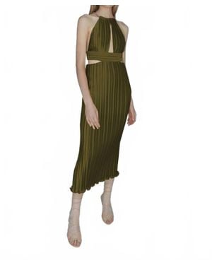 AIIFOS Valerie Halter Neck Pleated Dress - Green