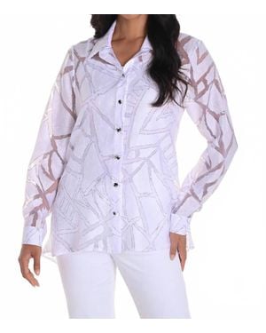 FRANK LYMAN Button Down Printed Blouse - Purple