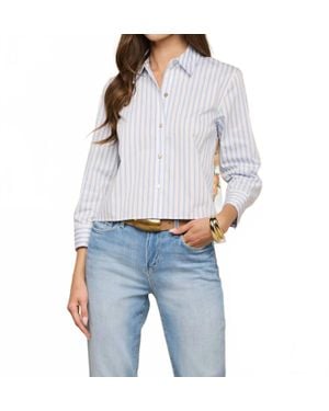 L'Agence Fawn Scarf 3/4 Sleeve Top - Blue