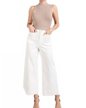 Eesome Soft Washed Wide Leg Cotton Pants - White