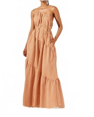 Shona Joy Hele One Shoulder Tiered Maxi Dress - Brown