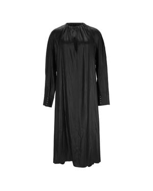Acne Studios Gathered Satin Midi Dress - Black