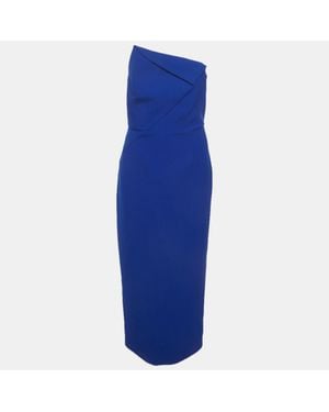 Roland Mouret Crepe Strapless Asymmetric Midi Dress - Blue