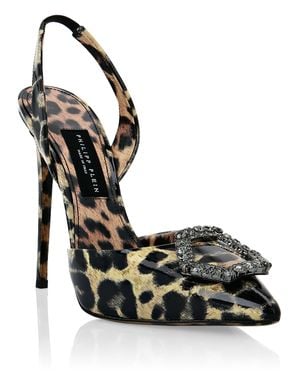 Philipp Plein Patent Leather Decollete Hi-Heels Leopard - Metallic