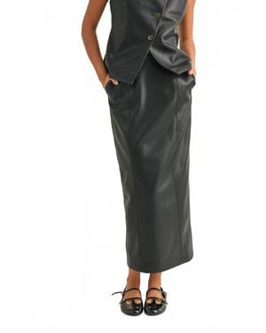 Miou Muse Leather Pencil Skirt - Black