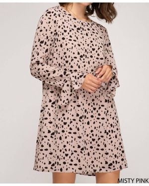 She + Sky Dalmatian Print Sheath Dress - Pink