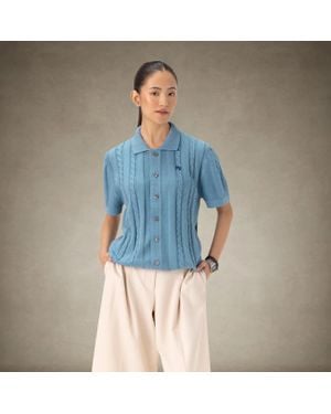 Members Only Jc Polo Cable Sweater - Blue