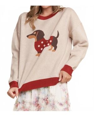 J.Nna Zoe Christmas Dachshund Sweater - Natural