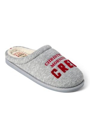 Dearfoams Christmas Morning Crew Slippers - Gray