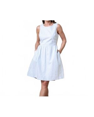 Hope & Henry Open Back Organic Cotton & Linen Sundress - Blue
