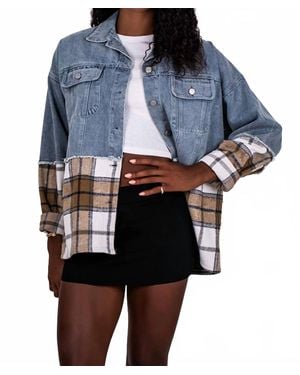 Klesis Plaid Bottom Denim Jacket - Blue