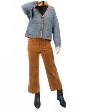 Lisette Charlene Corduroy 26" Wide Crop Pant - Blue