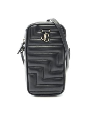 Jimmy Choo Leather Avenue Phone Case Crossbody Bag - Black