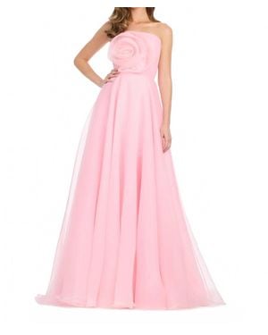 Ashley Lauren Strapless Organza Gown - Pink