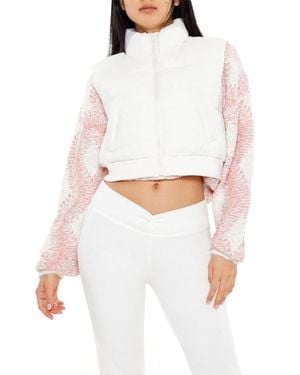 Forever 21 Quilted Cropped Vest - White