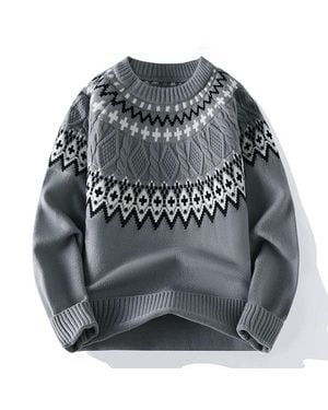 TRUEDAMES Sweater Knit Crewneck Sweater - Gray