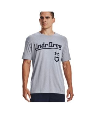 Under Armour Baseball Script T-Shirt Crew Neck Activewear Srt670 - Blue