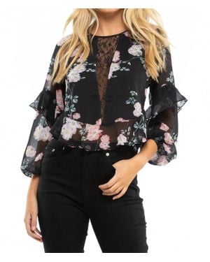 Blue Life Tomie Ruffle Hem Long Sleeve Top - Black