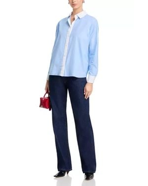 French Connection Poplin Ticking Contrast Shirt - Blue
