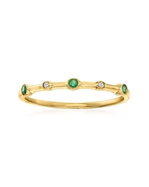 RS Pure Ross-Simons Emerald- And Diamond-Accented Ring 14Kt - Green