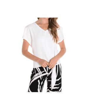 FRANK LYMAN V-Neck Tie Detail Pullover Top - White