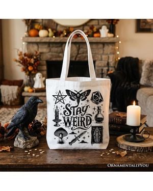 OrnamentallyYou Stay Weird Tote Bag Spooky Season Gift - Black